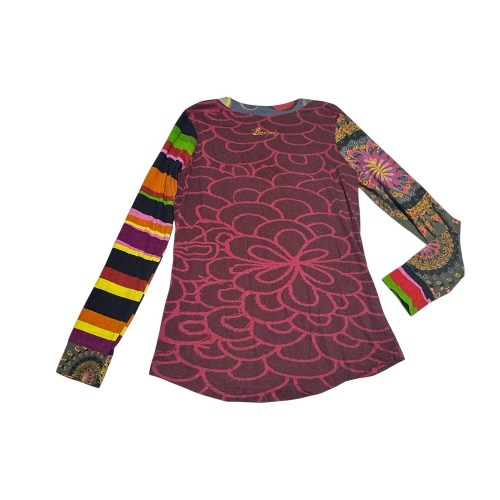 Colorful Desigual‎ long sleeve embroidered art to wear shirt sz S dopamine dress - Picture 6 of 9